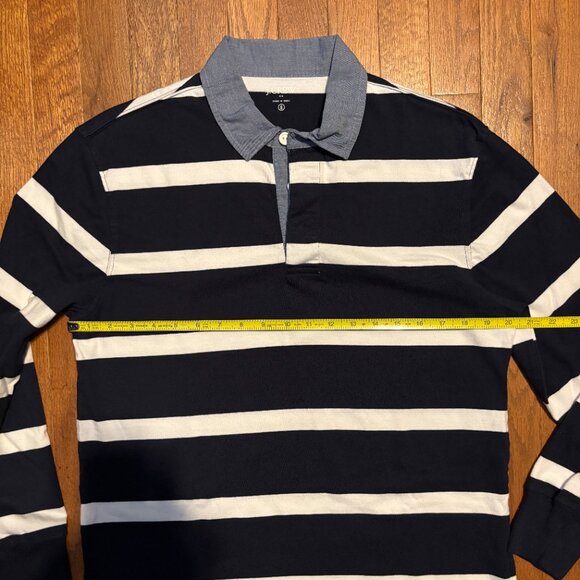 J.Crew Mens Long Sleeve Rugby T Shirt size Small Navy with White Stripes - Picture 7 of 11